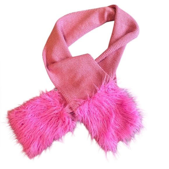 HeurueH Accessories - HEURUEH Extra Long 78 inch Winter Pink Knit Scarf with‎ Faux Fur Ends SOFT